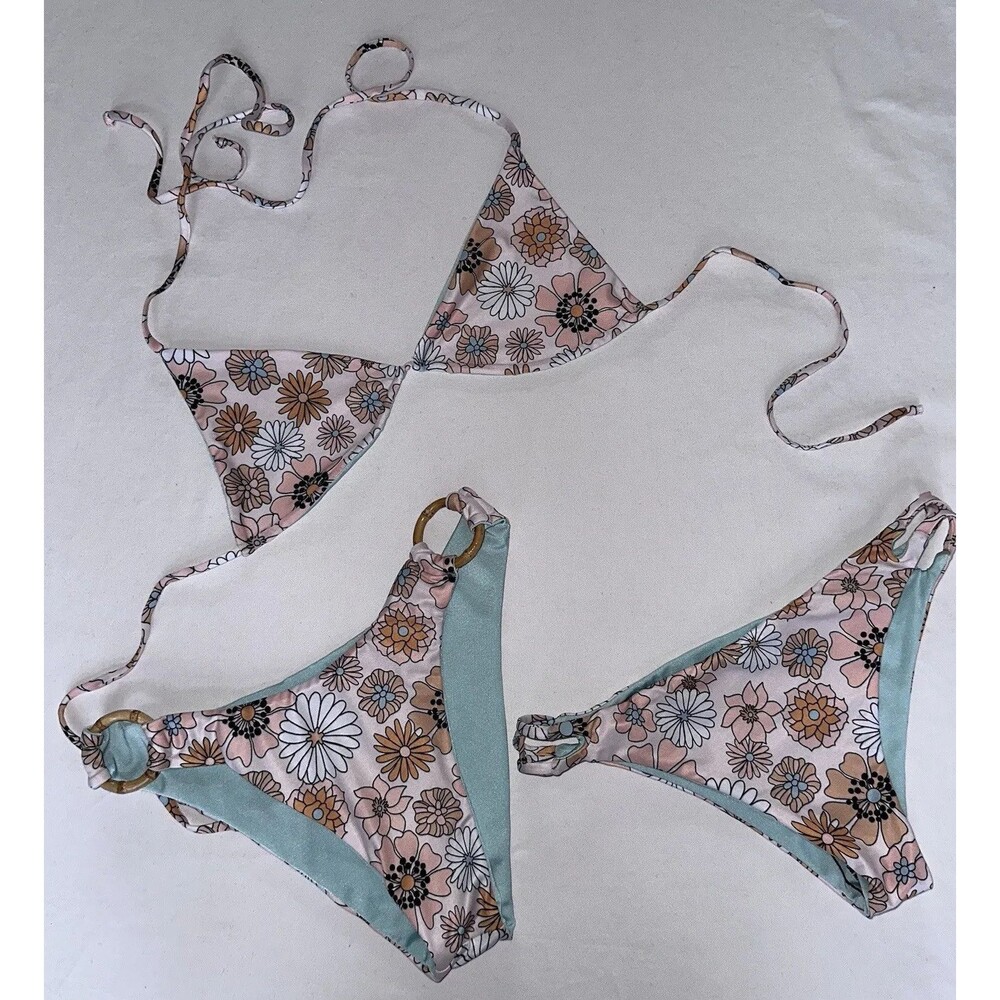 Mahkia Swim Bikini Swimsuit Nora Groovy Garden Size Small Floral Print 2 Bottoms